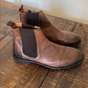 Zara Men's Chelsea Boots Genuine Leather Rubbed Brown Sz 45 or 11
